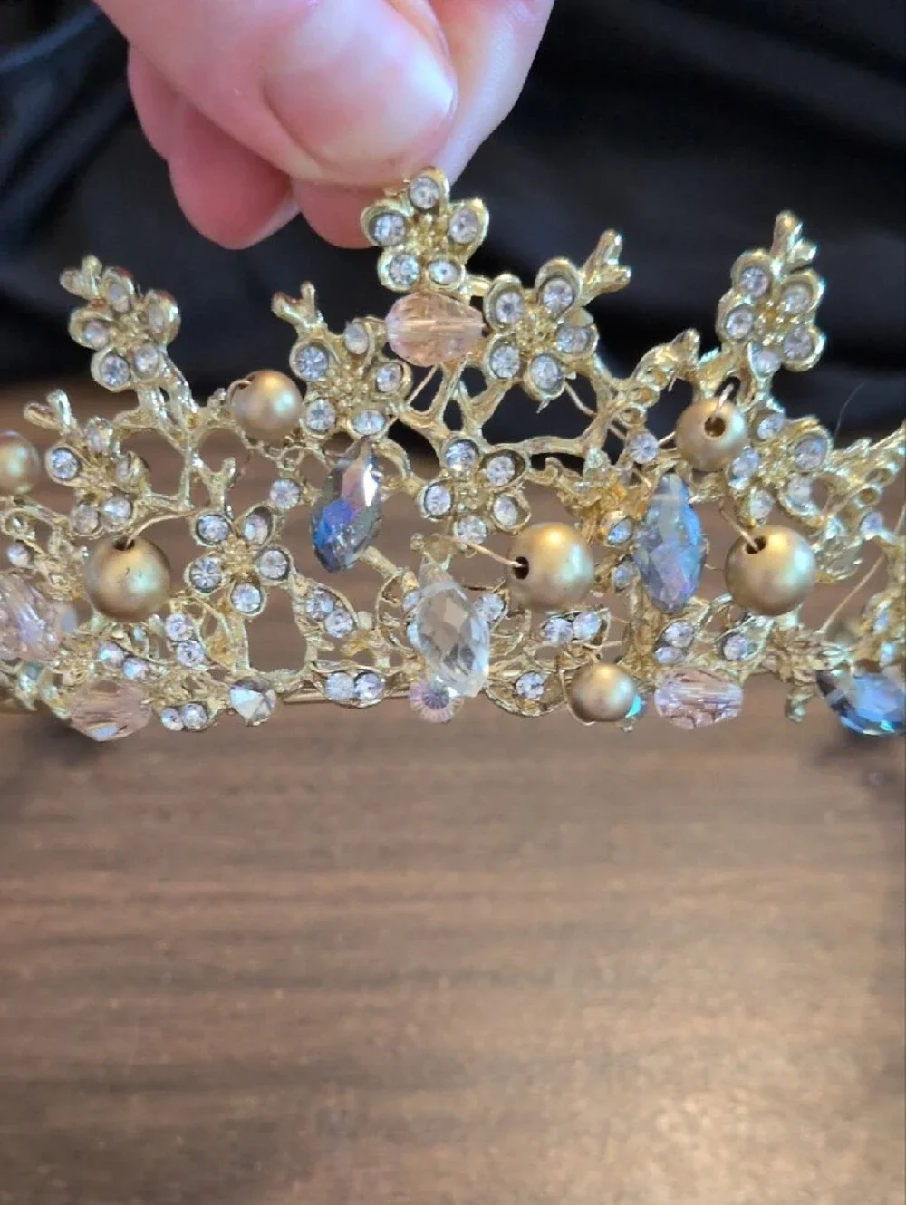 Gold Crystal Floral Tiara